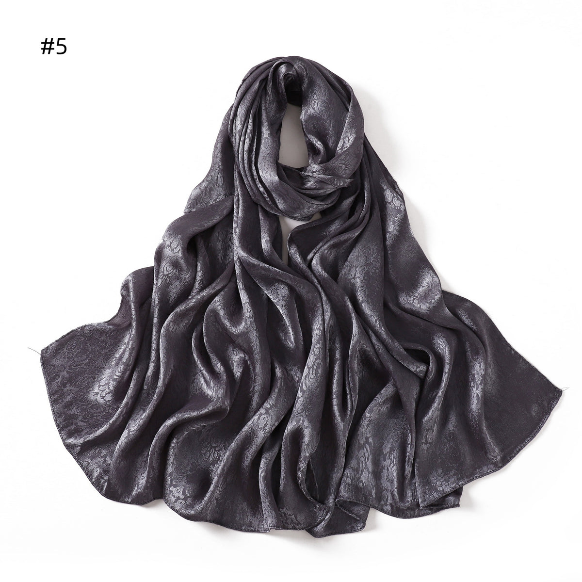 Foulard long en satin jacquard — motif tissé, 12 coloris — coloris