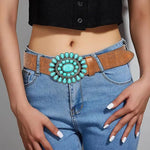 Ceinture en cuir sculpté — motif bohème, homme et femme