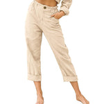 Pantalon femme uni à taille élastique — coupe fluide