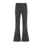 Pantalon tailleur rayé, taille basse et jambe évasée