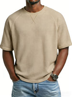 T-shirt homme en maille gaufrée — manches raglan, col rond — coloris