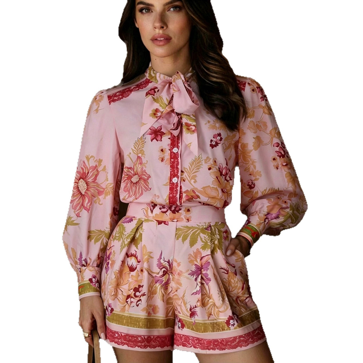 Ensemble 2 pièces — chemise à manches ballon et short