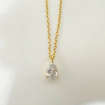 Collier pendentif goutte en zircon — doré ou argenté, acier inoxydable