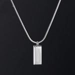 Collier pendentif carré sur chaîne serpent — acier inoxydable 304