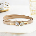 Ceinture fine à fleur sertie de strass — réglable