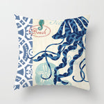 Housse de coussin à motifs marins, esprit méditerranéen — coloris