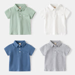 Polo garçon en coton — manches courtes, col boutonné