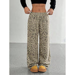 Pantalon large à imprimé léopard, taille élastiquée