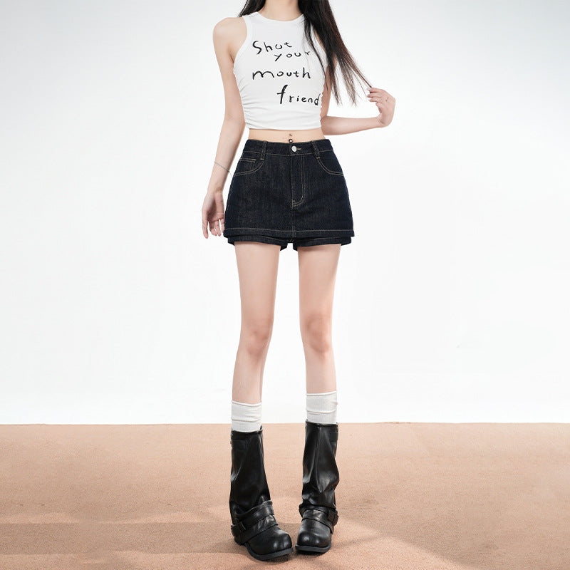 Jupe-short taille haute — short intégré anti-remontée