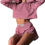 Pyjama rayé en maille, haut manches longues et short