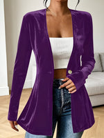 Veste ouverte en velours fluide, un bouton