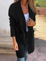 Manteau ouvert à col drapé, longueur mi-cuisse
