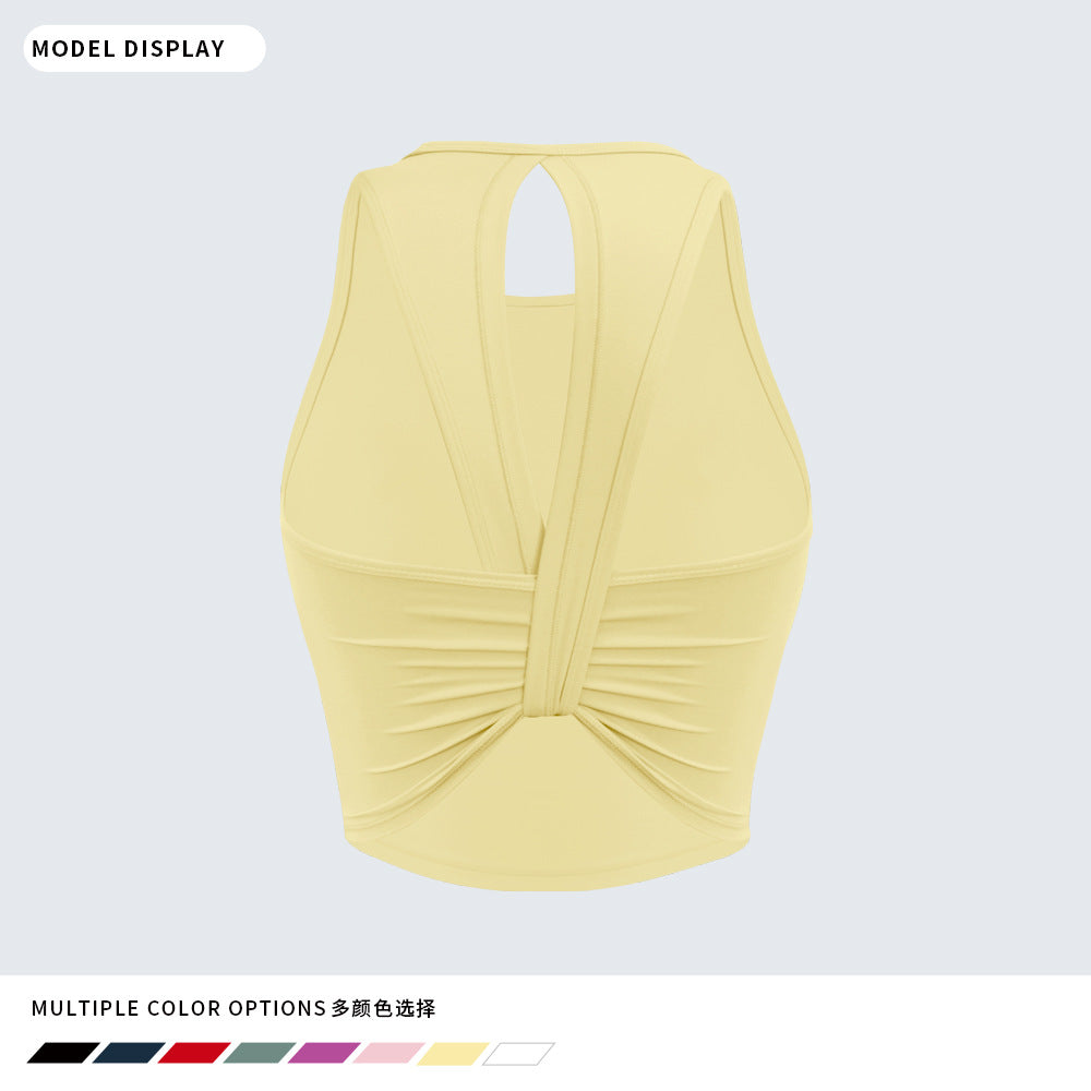 Top de sport court à dos ouvert noué — nageur — coloris