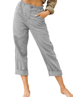 Pantalon femme uni à taille élastique — coupe fluide