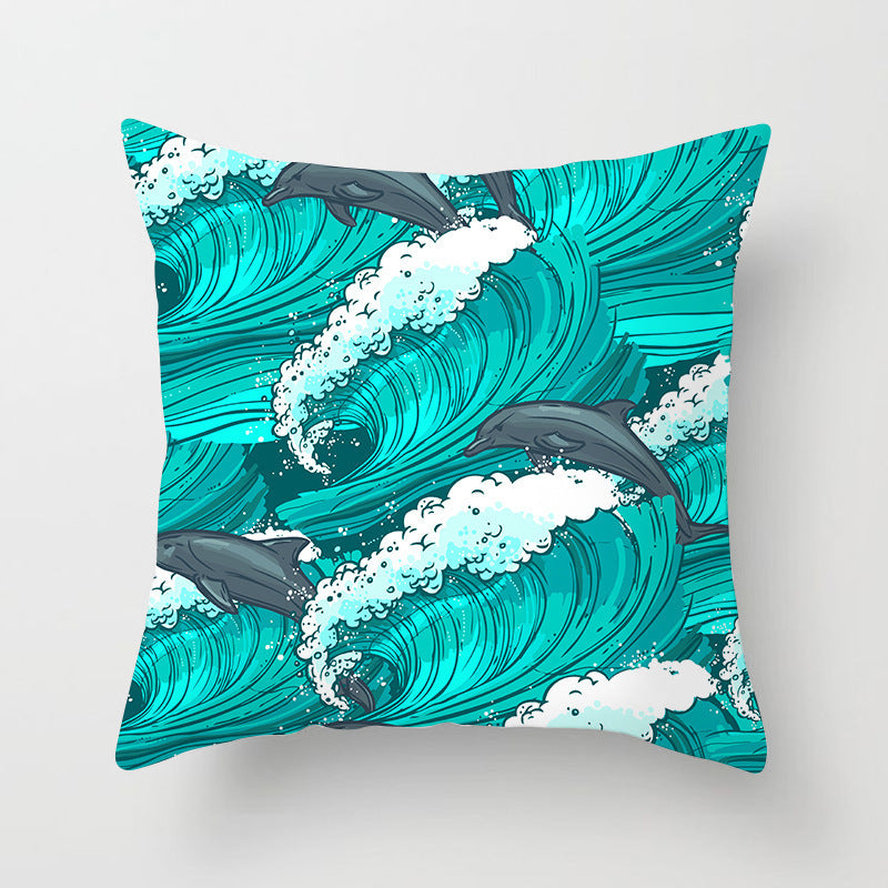 Housse de coussin à motifs marins, esprit méditerranéen — coloris