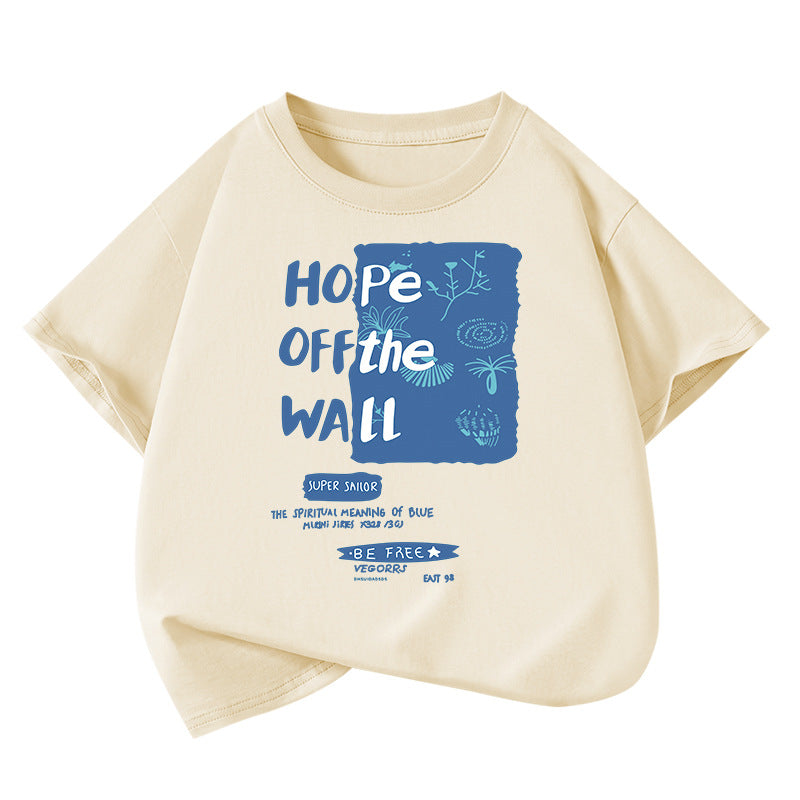 T-shirt garçon en coton — coupe ample, manches courtes — coloris