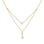 Collier double rang doré — petit zircon et goutte suspendue