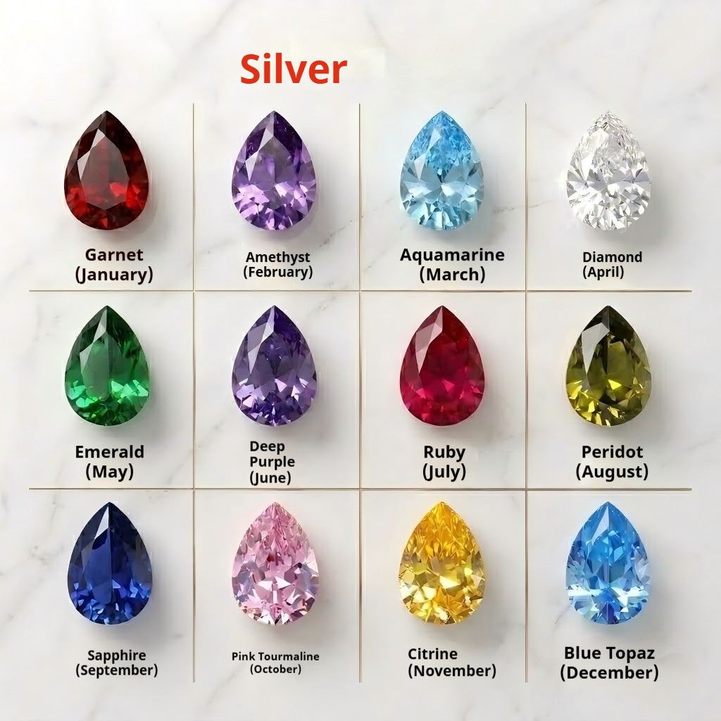 Collier pierre de naissance sur chaîne forçat — personnalisable, acier inoxydable