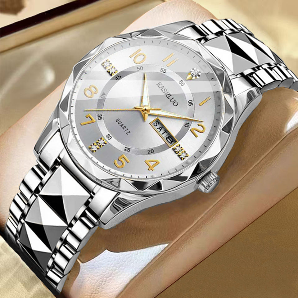 Montre homme à double calendrier et index lumineux — coloris