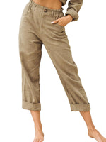 Pantalon femme uni à taille élastique — coupe fluide