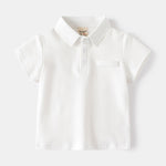 Polo garçon en coton — manches courtes, col boutonné — coloris