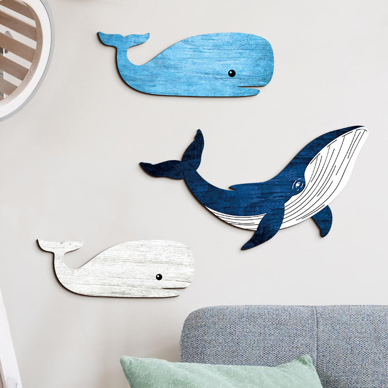 Décorations murales en bois — baleines, 35, 27 et 24 cm