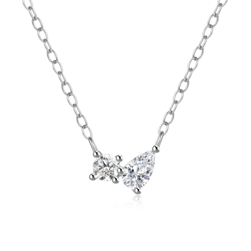 Pendentif en argent 925 plaqué or 18 carats — collier zircons 45 cm ajustable