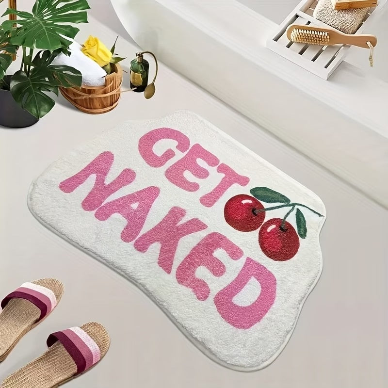 Tapis de bain à bord découpé — lettres et cerises