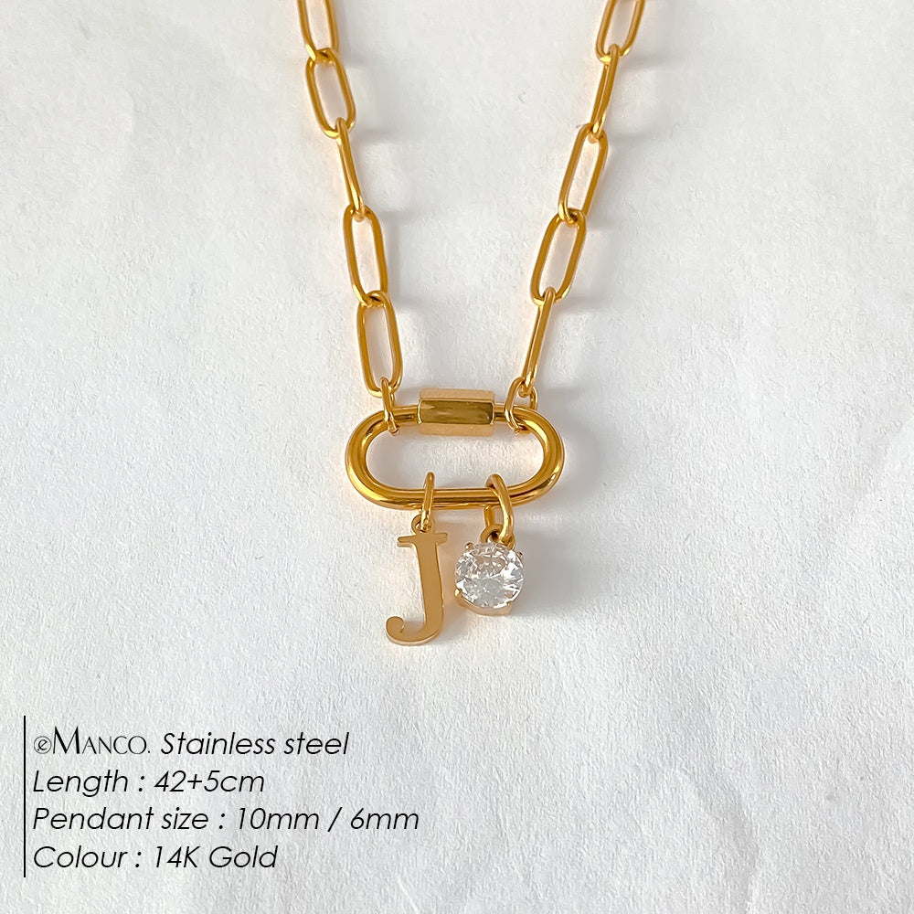 Collier lettre à personnaliser — initiale A à Z, acier inoxy — coloris