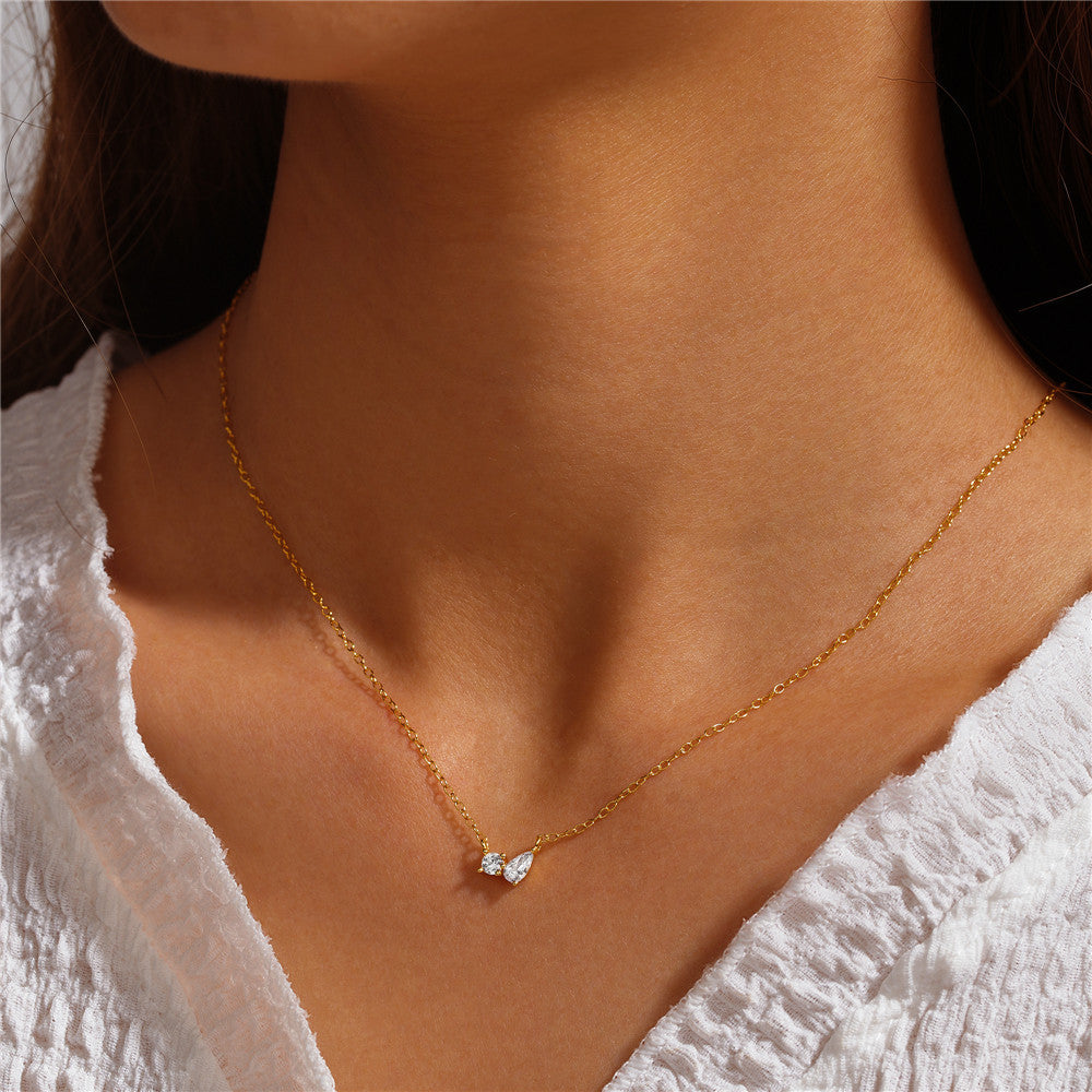 Pendentif en argent 925 plaqué or 18 carats — collier zircons 45 cm ajustable
