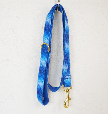 Parure collier et laisse à boucle dorée, motif marbré
