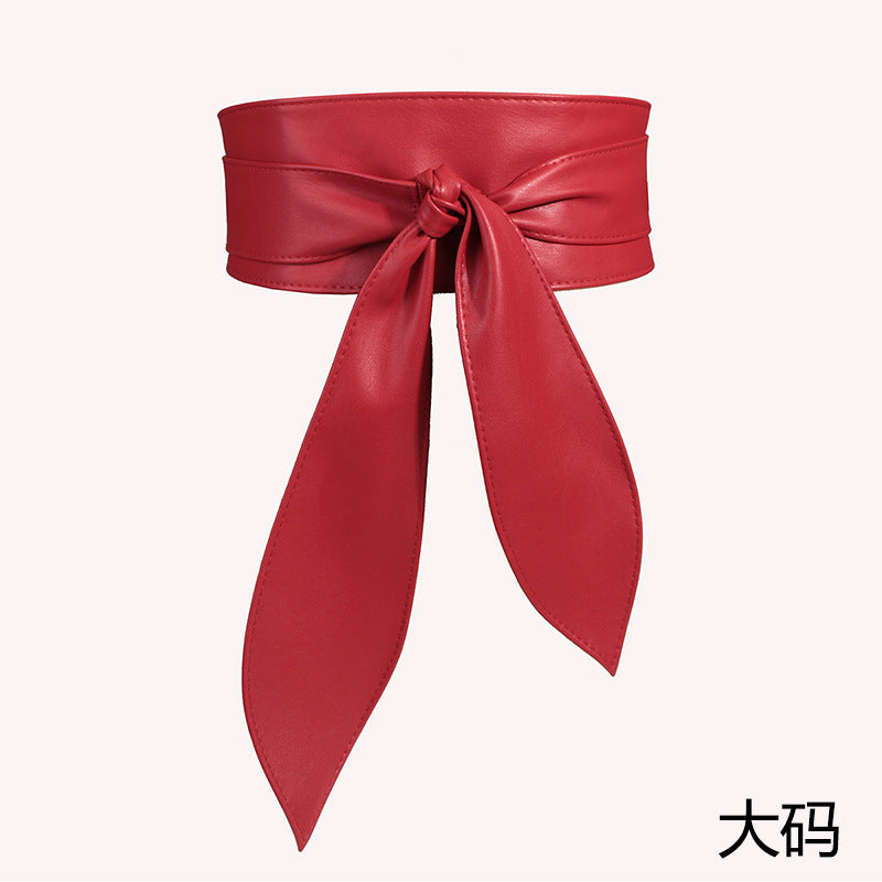 Ceinture large à nouer, longs pans en ruban — coloris
