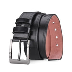 Ceinture homme noire à boucle ardillon et double surpiqûre