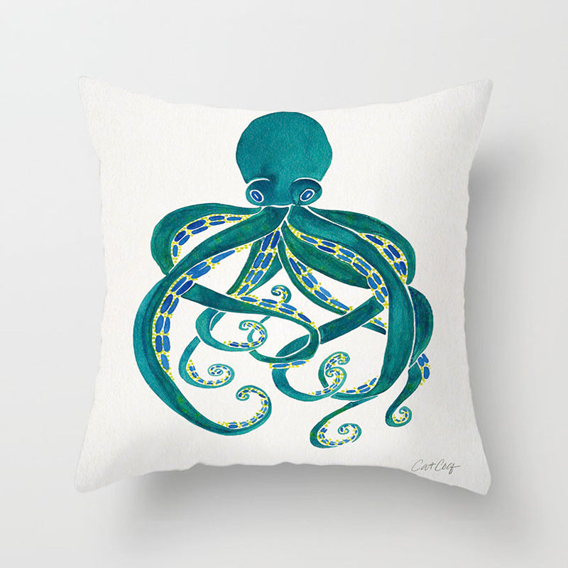 Housse de coussin à motifs marins, esprit méditerranéen — coloris
