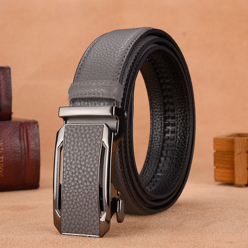 Ceinture homme à boucle automatique pleine, aspect grainé