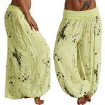 Pantalon sarouel fluide à imprimé moucheté — taille smockée — coloris