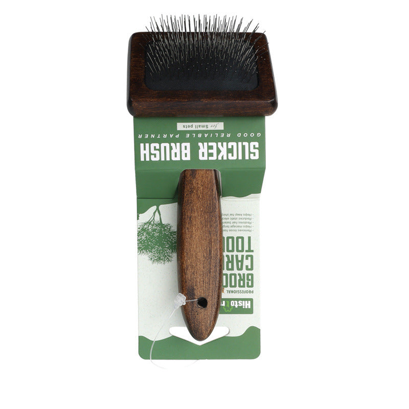 Brosse de toilettage à picots — manche en bambou, chien et c — coloris