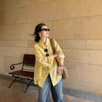 Chemise jaune ample en voile léger