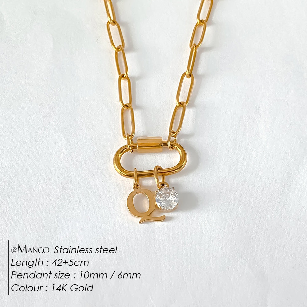 Collier lettre à personnaliser — initiale A à Z, acier inoxy — coloris