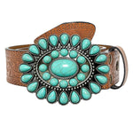 Ceinture en cuir sculpté — motif bohème, homme et femme