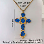 Collier grande croix en acier inoxydable — pendentif large 27 g, 3 finitions