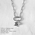 Collier lettre à personnaliser — initiale A à Z, acier inoxy — coloris