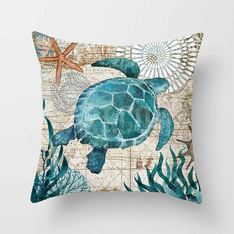 Housse de coussin à motifs marins, esprit méditerranéen — coloris