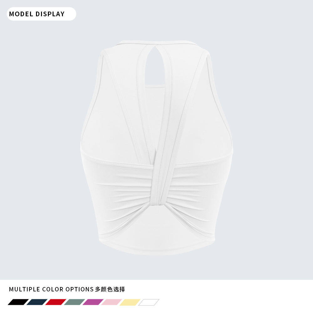Top de sport court à dos ouvert noué — nageur — coloris