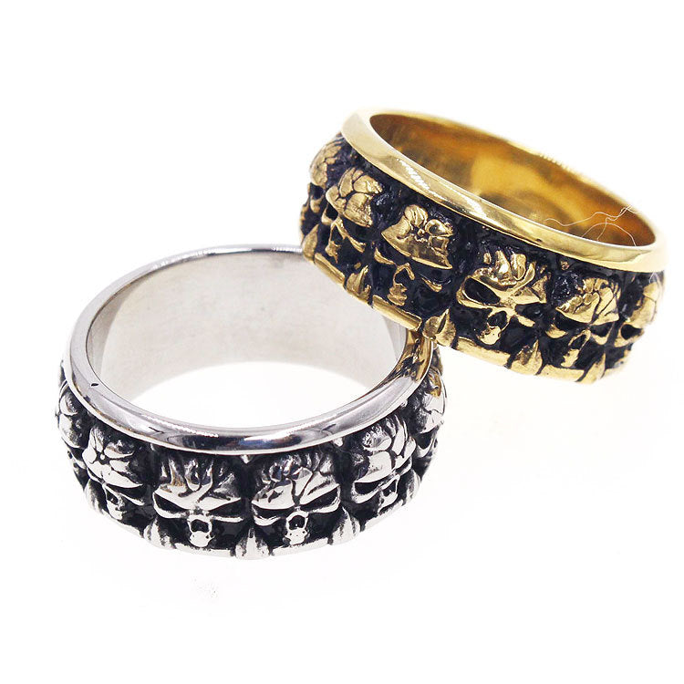 Bague homme en acier titane — motif gravé, ligne punk