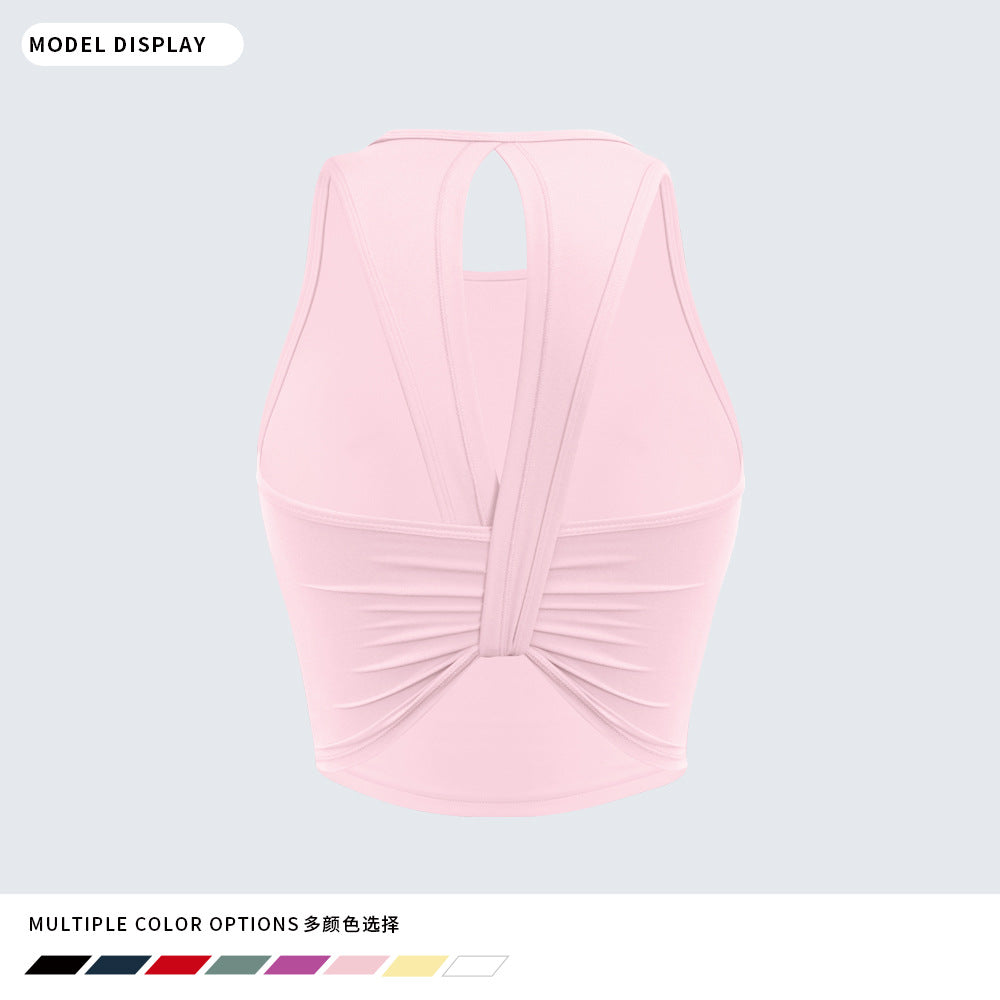 Top de sport court à dos ouvert noué — nageur — coloris