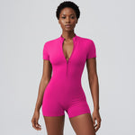 Combishort de sport zippé à manches courtes