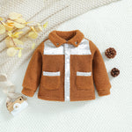 Veste sherpa enfant à col chemise — zippée, bicolore