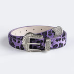 Ceinture femme en poil ras, boucle western dorée — coloris