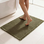 Tapis de bain gaufré à franges — polyester doux